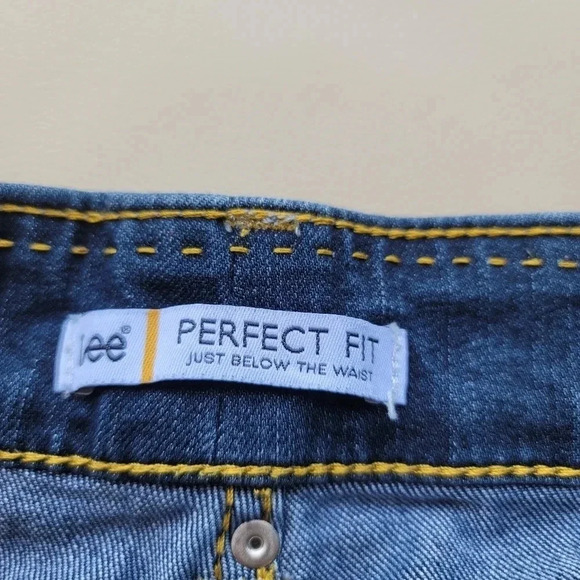 Lee Perfect Fit Just Below The Waist Jeans Women's Blue Pocket Mid Rise Sz 14 - Picture 5 of 9